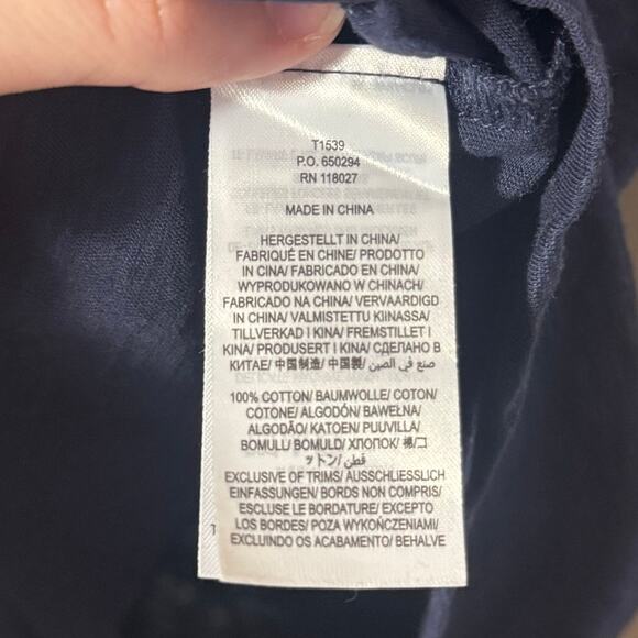 Women's Size 8/M Boden Ali Jersey T-Shirt Navy Blue Short Sleeve Pom Pom Keyhole - Picture 4 of 8